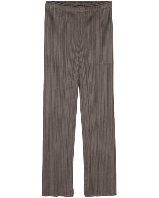 Pantalon slim plissé Pleats Please Issey Miyake en coloris Gray