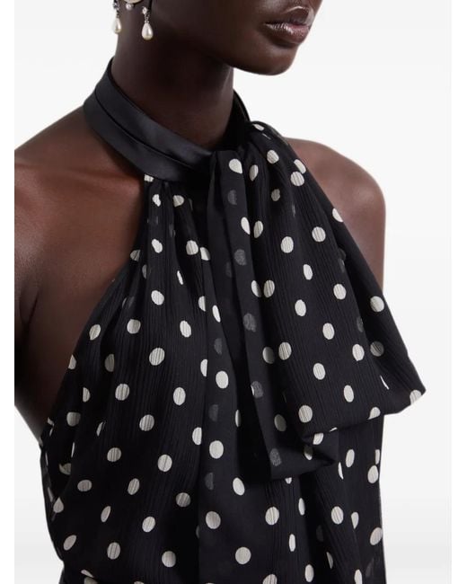 Nina Ricci Black Polka-Dot Halterneck Mini Dress