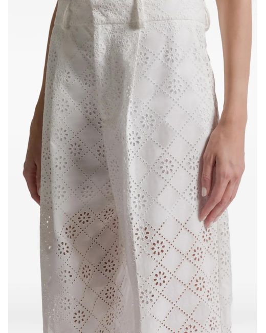 Alberta Ferretti White Eyelet Trousers