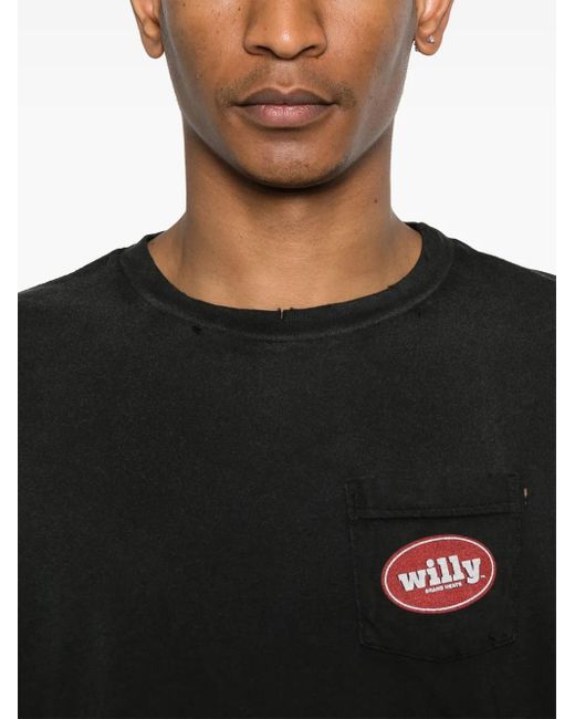 メンズ Willy Chavarria Chorizo Destroyed Easy Tシャツ Black