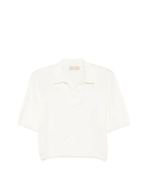 Momoní White Columbia Polo-Collar Short-Sleeve T-Shirt