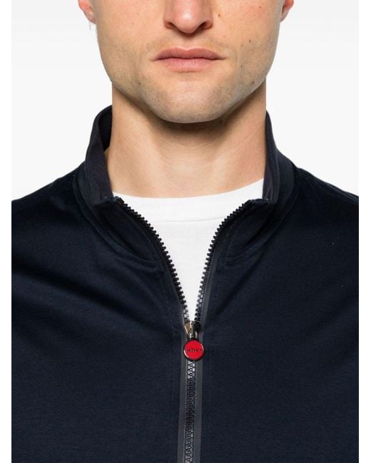 Kiton Blue Zip-up Cotton Sweatshirt for men