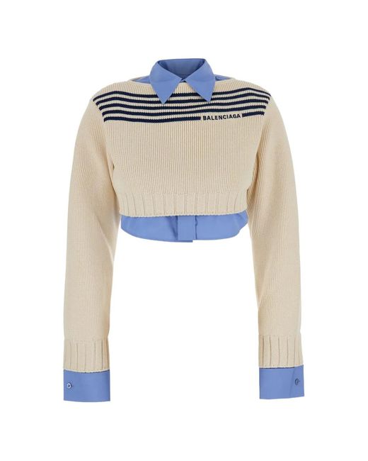 Balenciaga Blue Striped Layered-Effect Sweater