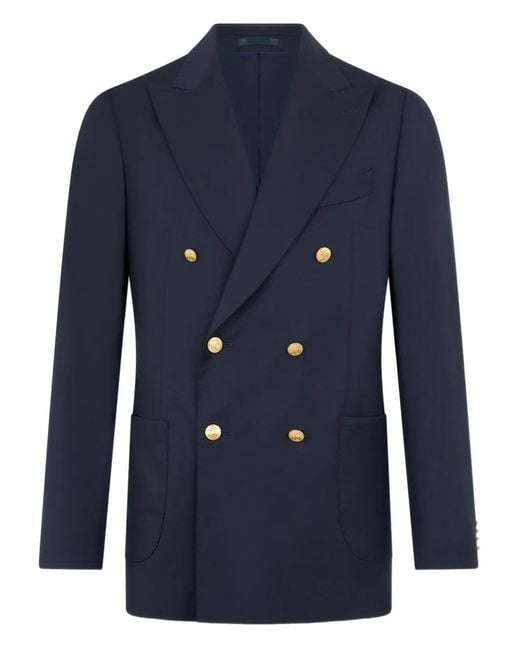 Brooks Brothers Blue Virgin-Wool Double-Breasted Blazer for men