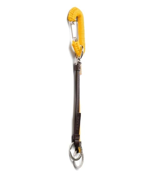 Prada Metallic Leather Keychain Charm for men