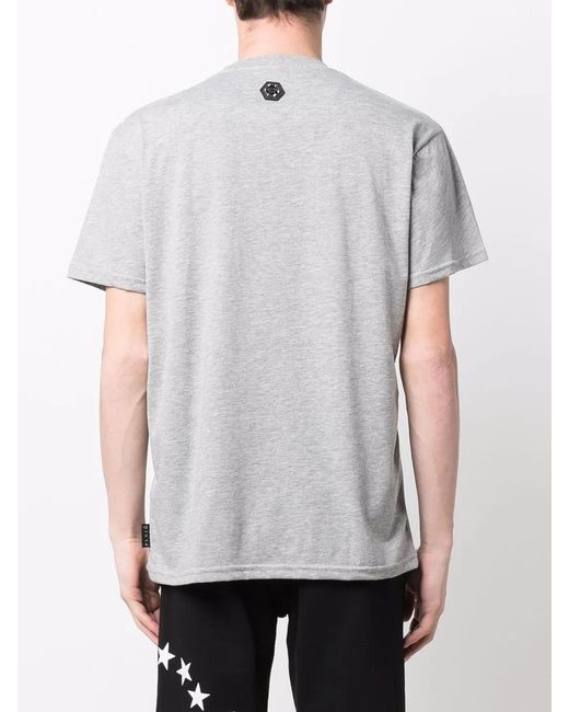 Philipp Plein Gray Embellished-Logo T-Shirt for men