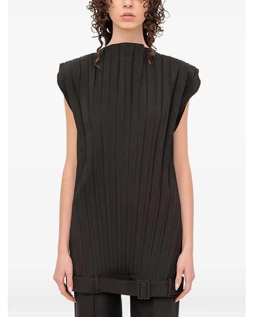 MM6 by Maison Margiela Black Pleated Mini Dress