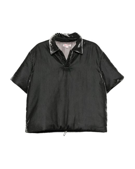 メンズ MASU ベルベット パデッドポロシャツ Black