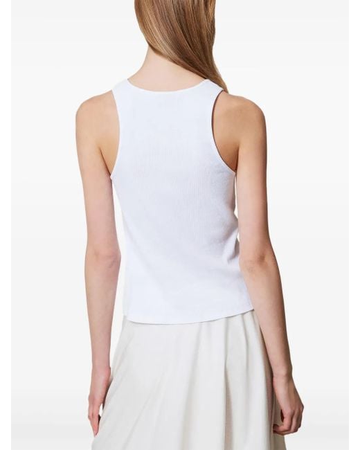 Twinset White Cotton Tank Top