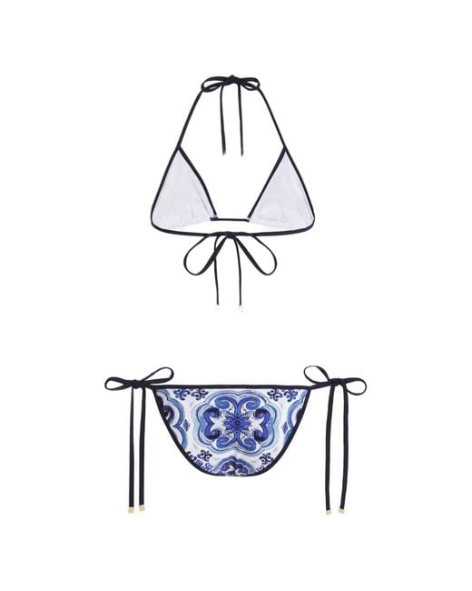 Dolce & Gabbana Blue Majolica-Print Bikini
