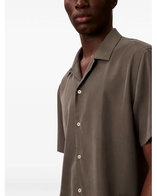 Calvin Klein Brown Short-Sleeved Camp-Collar Shirt for men