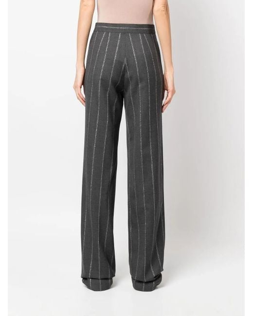 Stella McCartney Gray Wide Leg Pinstripe Trousers