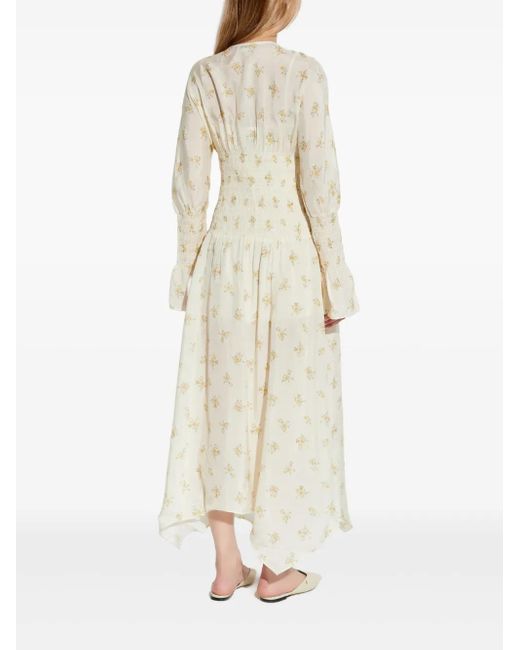 Ganni Maxi-Jurk Met Bloemenprint in het White