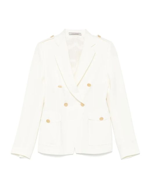 Tagliatore White Wool Double-Breasted Jacket
