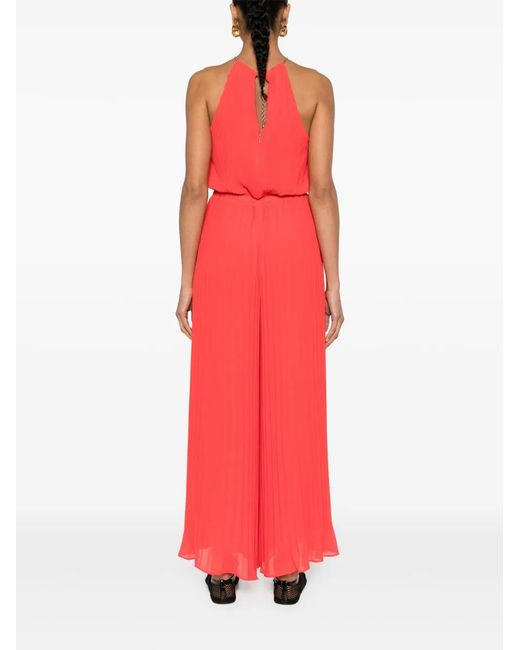 MICHAEL Michael Kors Red Pleated Long Jumpsuit