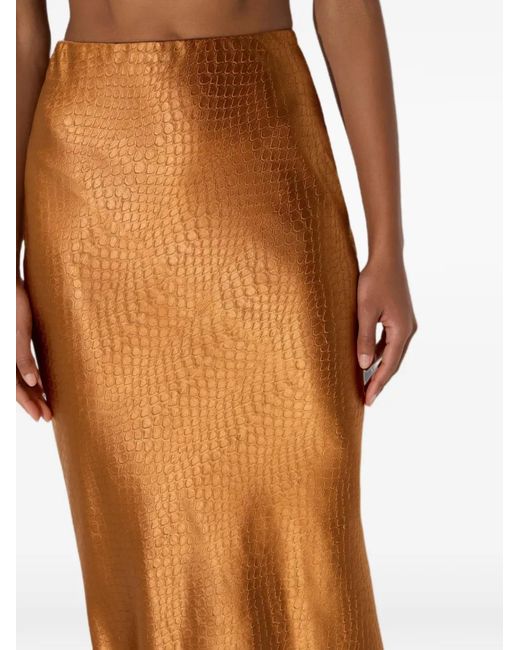 Elisabetta Franchi Brown Satin Skirt With Scale-Like Texture
