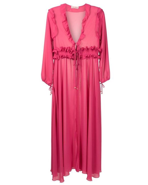 Olympiah Pink Ruffled Maxi Beach Dress