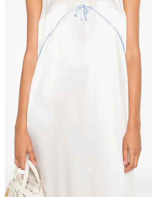 Marie Adam-Leenaerdt White Robe Longue Sans Manches À Détail De Nœud
