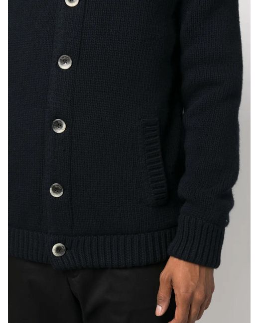 Herno Blue Button-Up Wool Cardigan for men