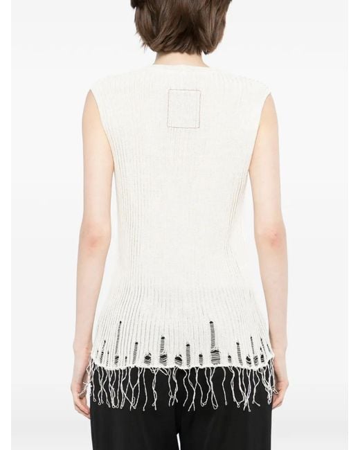 Uma Wang White Ladder-Stitch Top