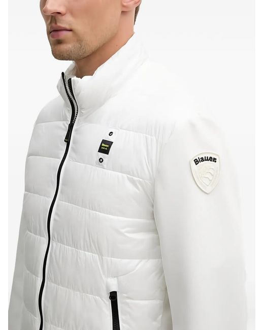 Blauer White Quilted Patch Jacket for men