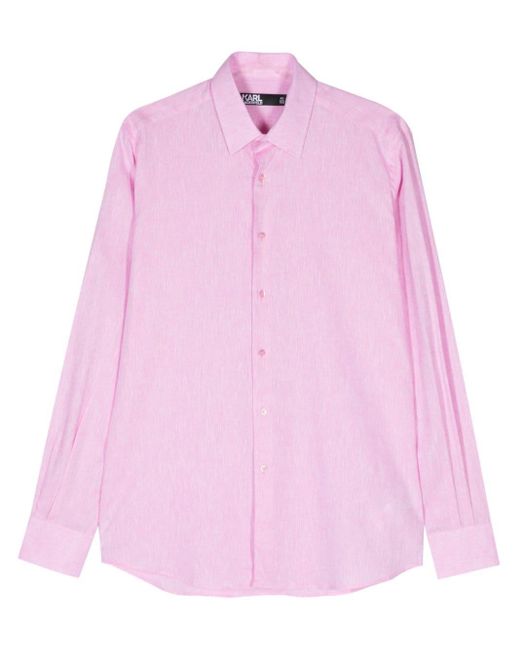 Karl Lagerfeld Pink Long-sleeve Linen Blend Shirt for men