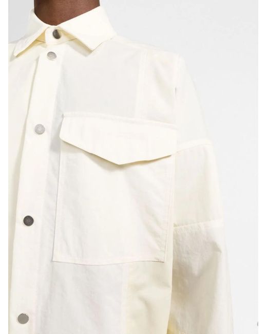 There Was One White Patchwork Cotton Overshirt for men