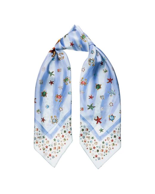 Eshvi Blue Printed Silk Scarf