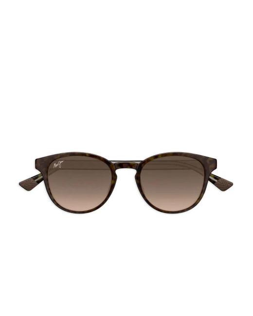 Maui Jim Brown Hiehie Round-Frame Tortoiseshell Sunglasses