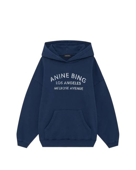 Anine Bing Blue Harvey Logo-Detail Hoodie