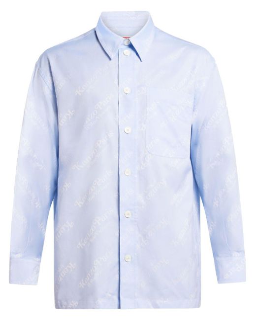 Chemise en coton à logo imprimé KENZO pour homme en coloris Blue