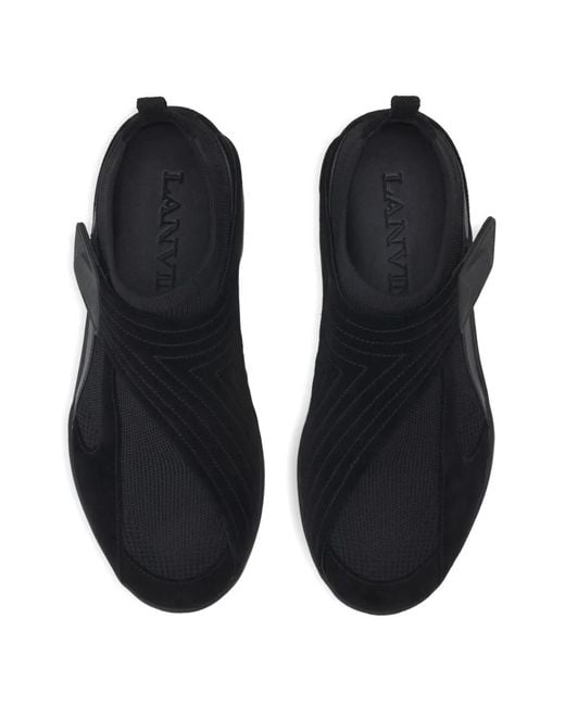 Lanvin Black Embossed Strap Sneakers
