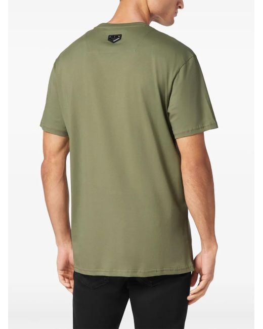 Philipp Plein Green Print Skull T-Shirt for men