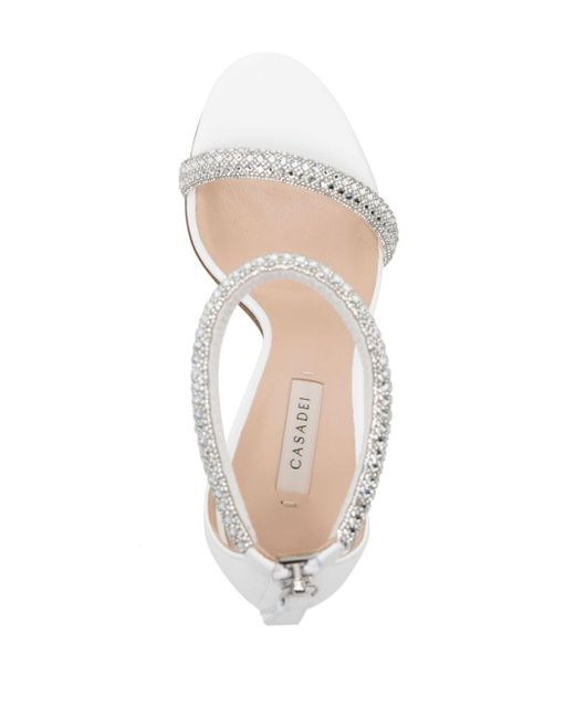 Casadei White Scarlet 100mm Leather Sandals