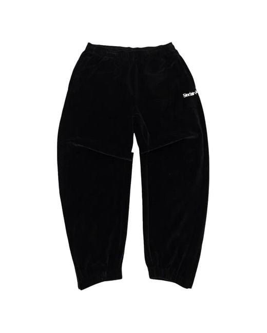Sinclair Black Pantalon Fuselé En Velours À Logo Imprimé for men