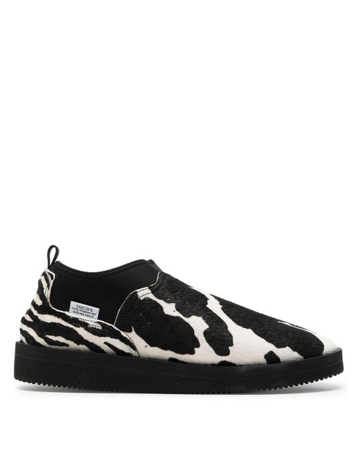 Suicoke Black Animal-print Slip-on Shoes