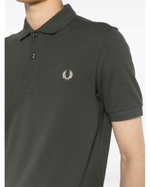 Fred Perry Green Laurel Wreath-embroidered Cotton Polo Shirt for men