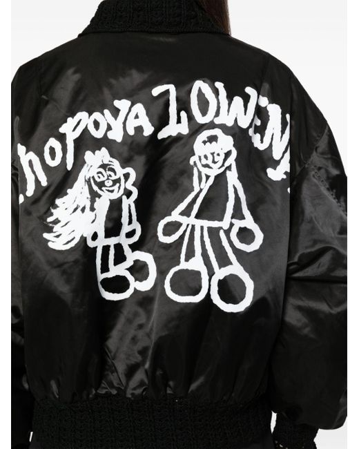 Chopova Lowena Black Graphic-print Zip-up Bomber Jacket
