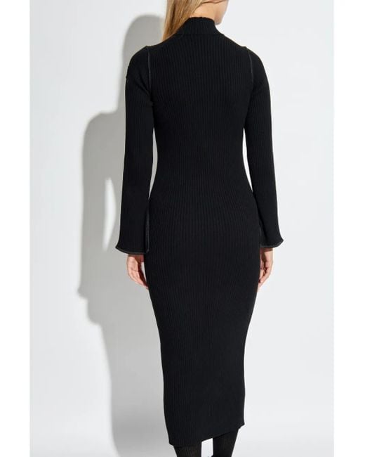 Moncler Black Ribbed Knit Long-Sleeve Sweater Dress