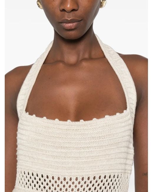 retroféte White Jaycee Crochet Halterneck Dress