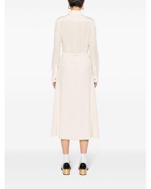 Miu Miu White Micro-dot Crepe Midi Dress