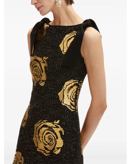 Oscar de la Renta ローズモチーフ ミニドレス Black