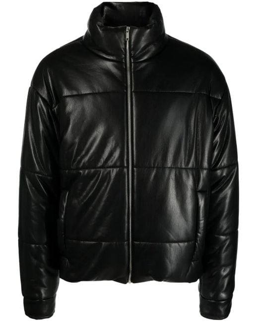 Nanushka Black Marron Faux-Leather Puffer Jacket for men