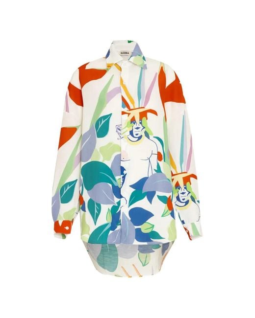 Amir Slama White Leaf Graphic Shirt