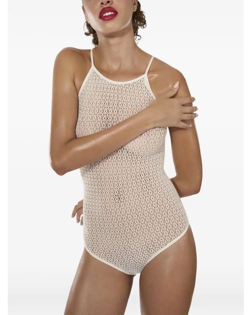 Wolford White Daisy Net Bodysuit