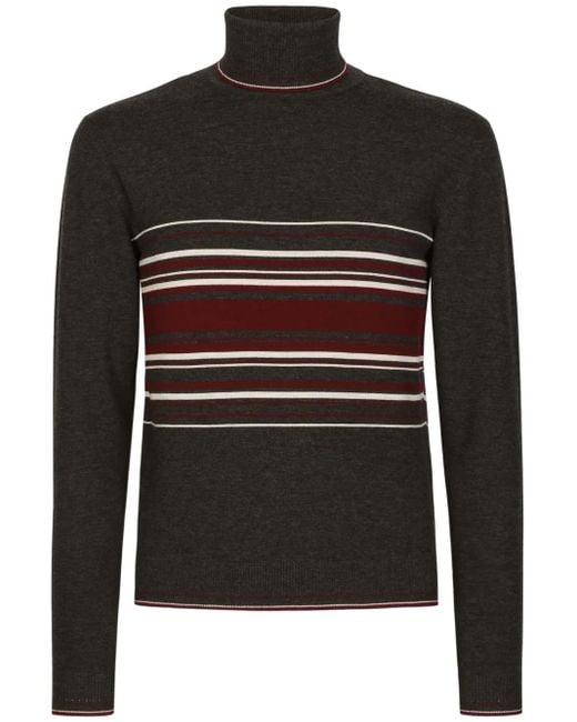 Dolce & Gabbana Gestreifter Rollkragenpullover in Black für Herren