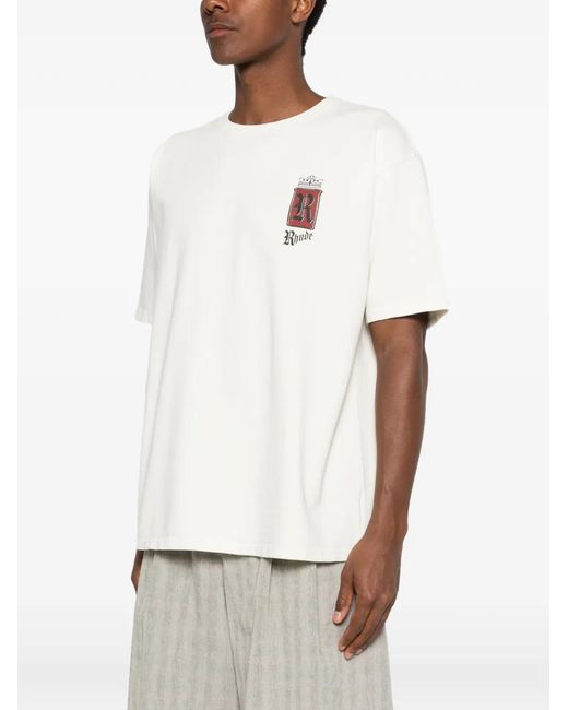 Rhude White Logo Graphic T-Shirt for men