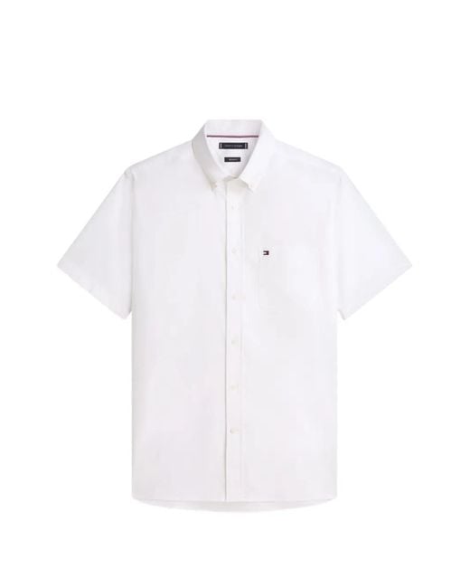 Tommy Hilfiger White Chemise En Coton À Manches Courtes for men