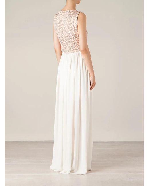 Maison Rabih Kayrouz White Puckering Sleeveless Gown