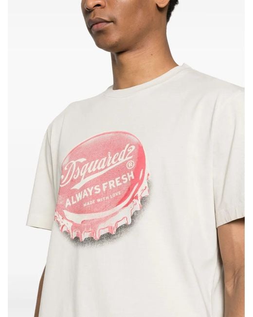 DSquared² Pink Graphic-print Cotton T-shirt for men